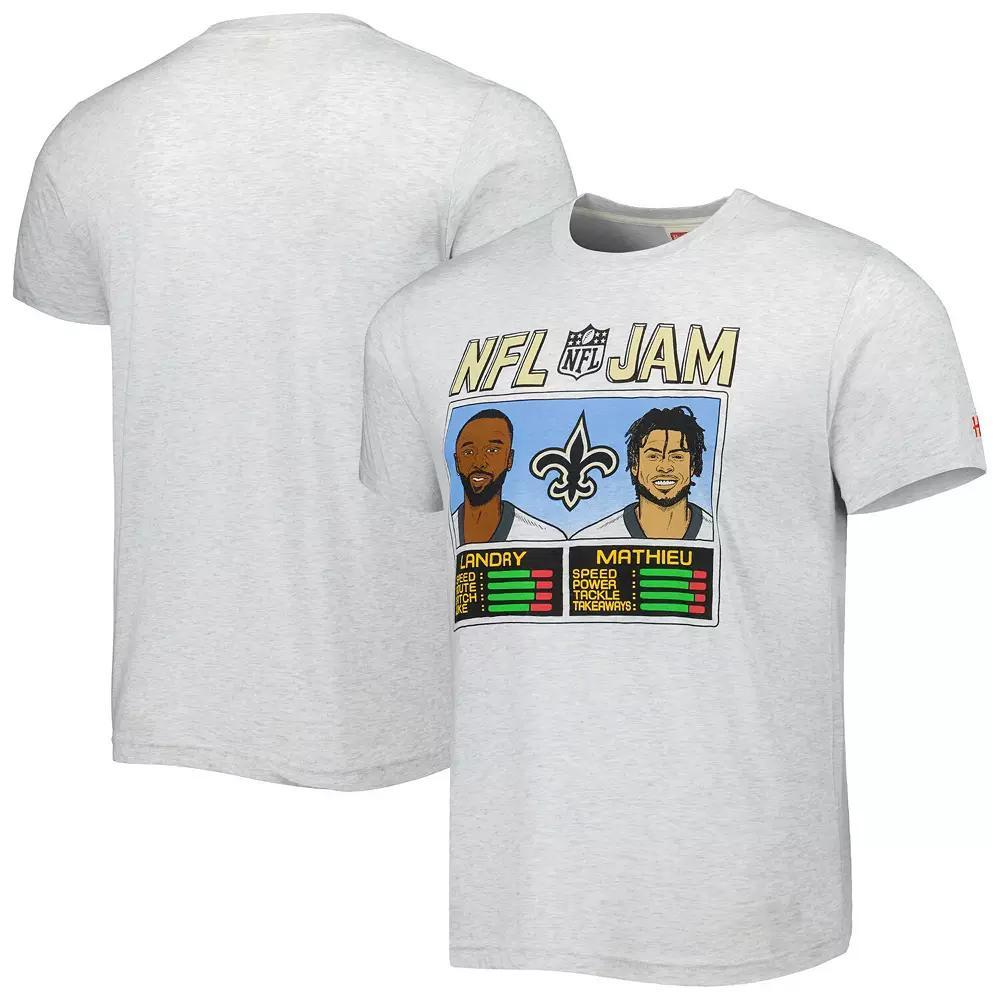 Mens Homage Jarvis Landry & Tyrann Mathieu Heather Gray New Orleans Saints NFL Jam Tri-Blend T-Shirt Product Image