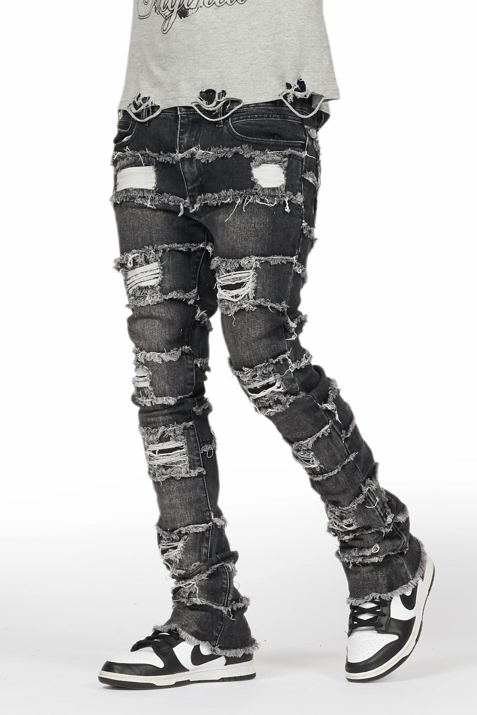 Sten Black Stacked Flare Jean Male Product Image