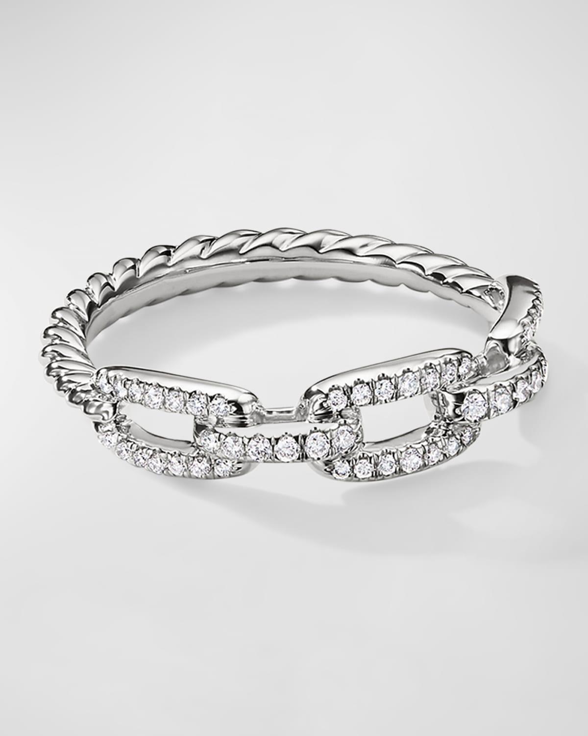 David Yurman 18K White Gold Stax Diamond Link Statement Ring Product Image