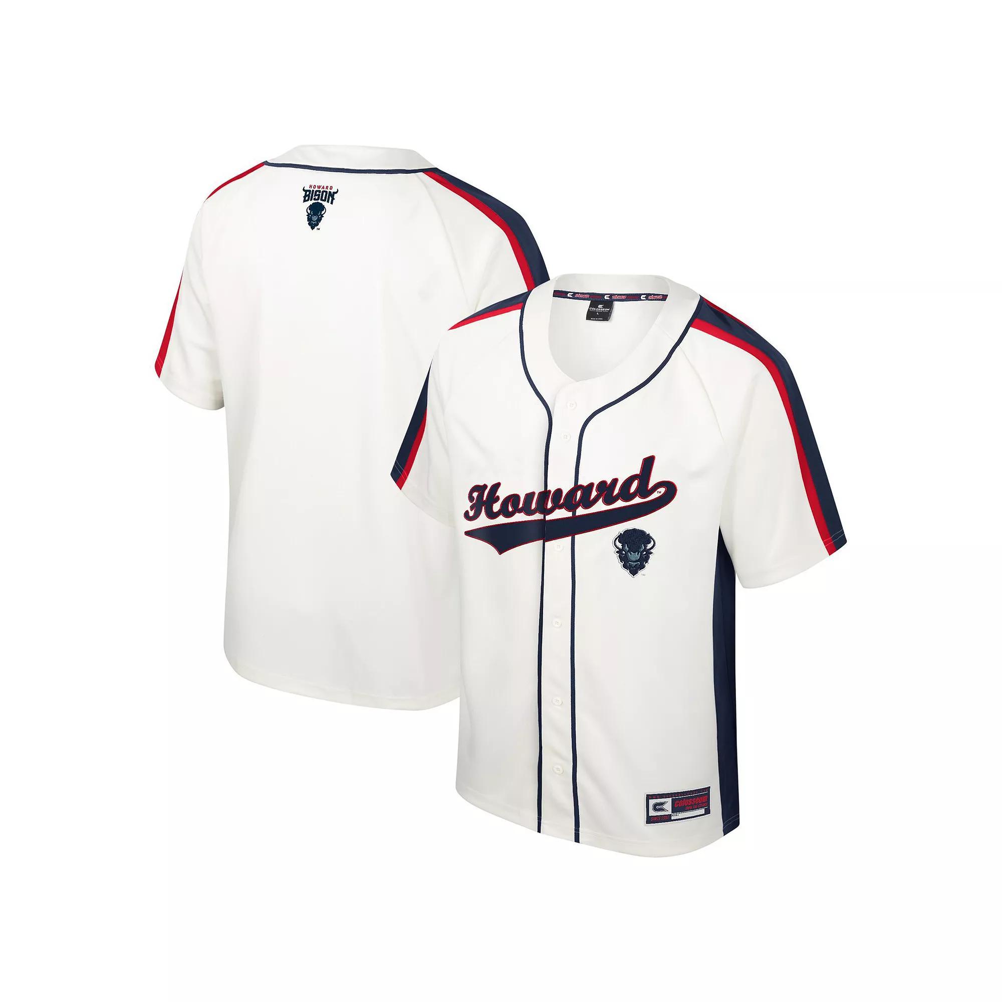 Men's Colosseum Cream Howard Bison Ruth Button-Up Baseball Jersey, Size: XL, Nc2 Beige Product Image