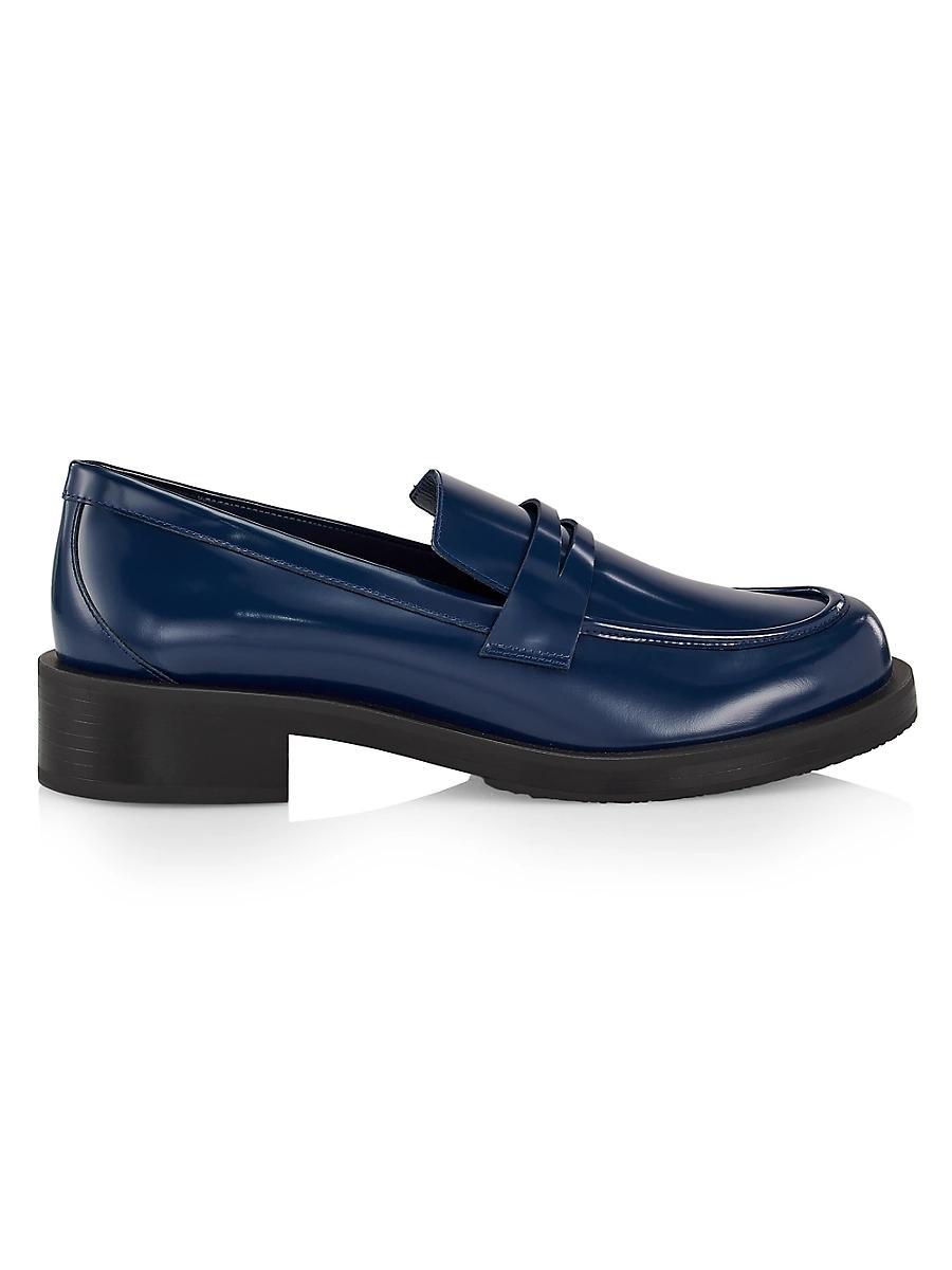 Womens Palmer 40MM Brushed Leather Stacked Heel Loafers Product Image