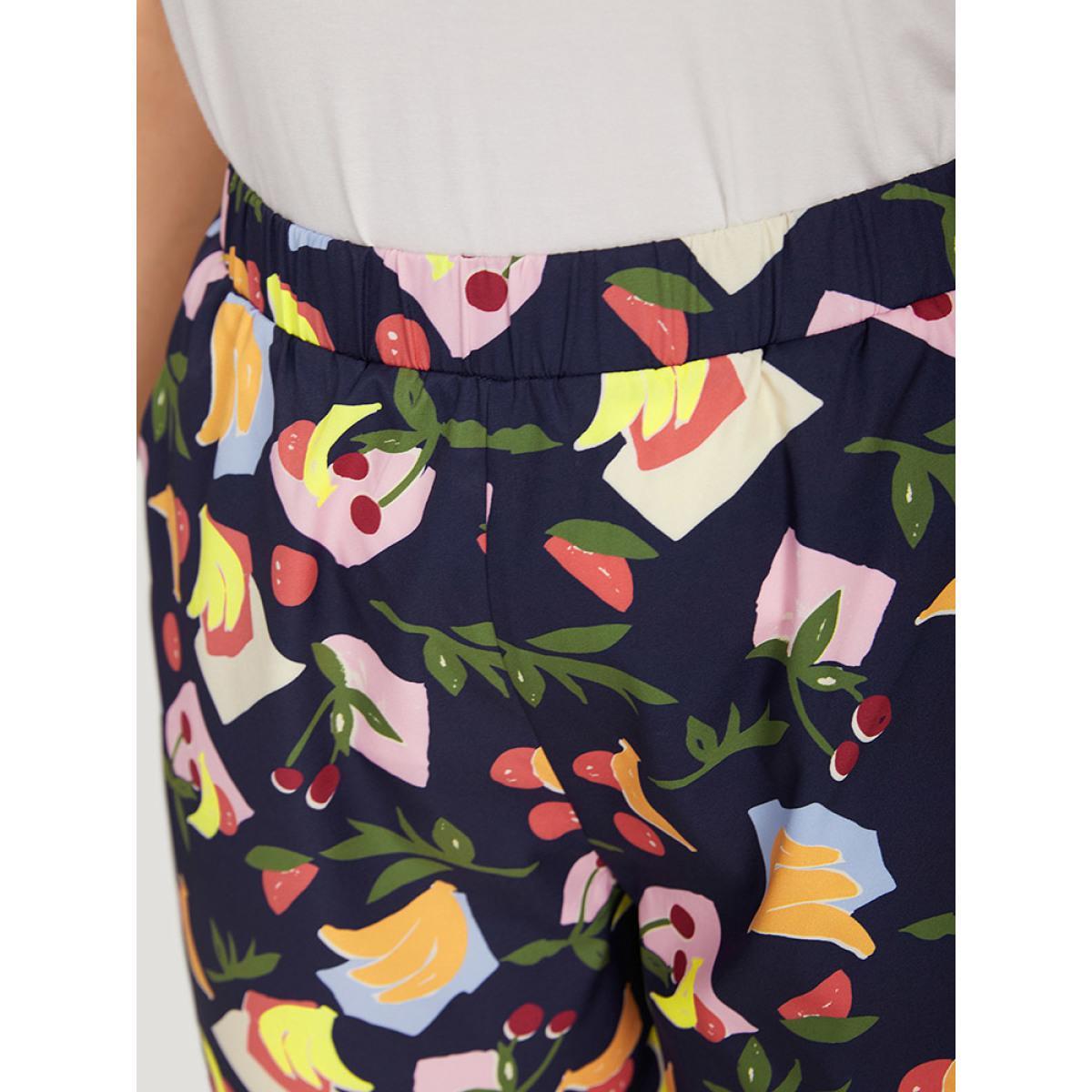 Plus Size Fruit Print Slant Pocket Elastic Waist Pants Women Multicolor Elegant High Rise Dailywear Pants BloomChic 14-16/1X Product Image