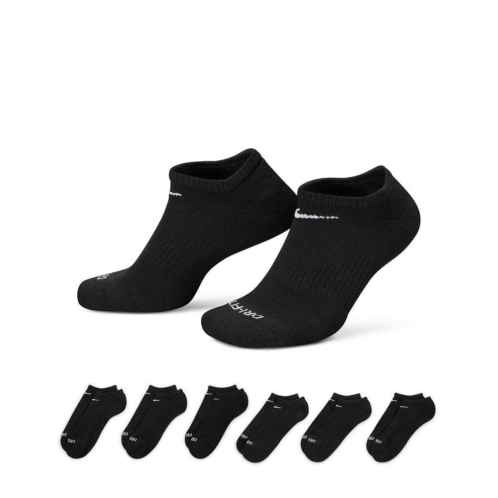 Women's Nike 6-Pack Everyday Plus Cushioned Training No-Show Socks, Size: Medium, Blackwhite Product Image