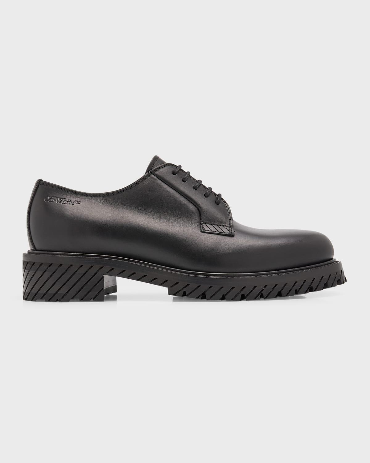 Men's Military Diagonal-Sole Leather Derby Shoes Product Image