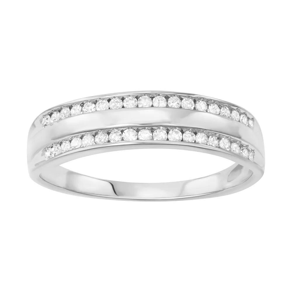 Sterling Silver 1/4 Carat T.W. Diamond Rail Road Ring, Women's, Size: 9 Product Image
