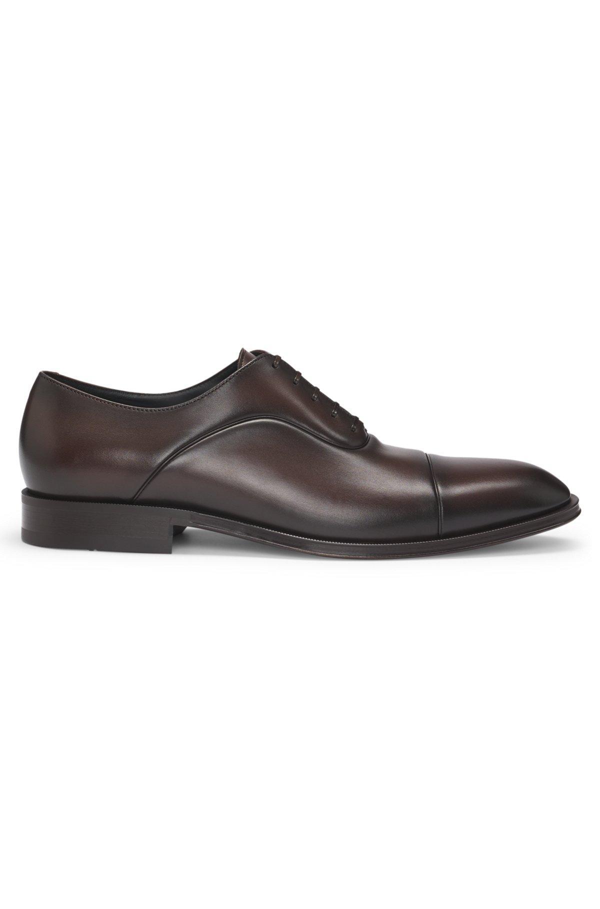 BOSS - Captoe Oxford shoes in smooth leather - Dark Brown Product Image