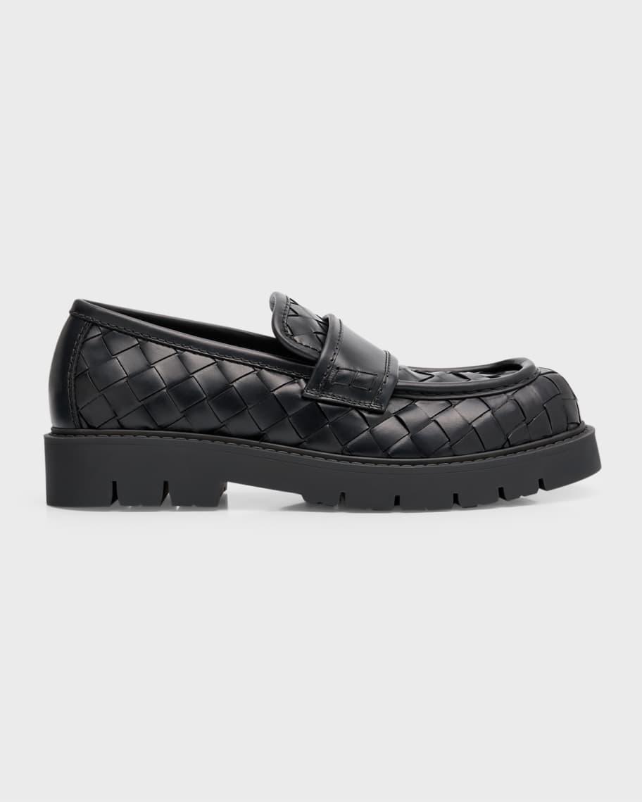 Mens Haddock Intrecciato Leather Penny Loafers Product Image
