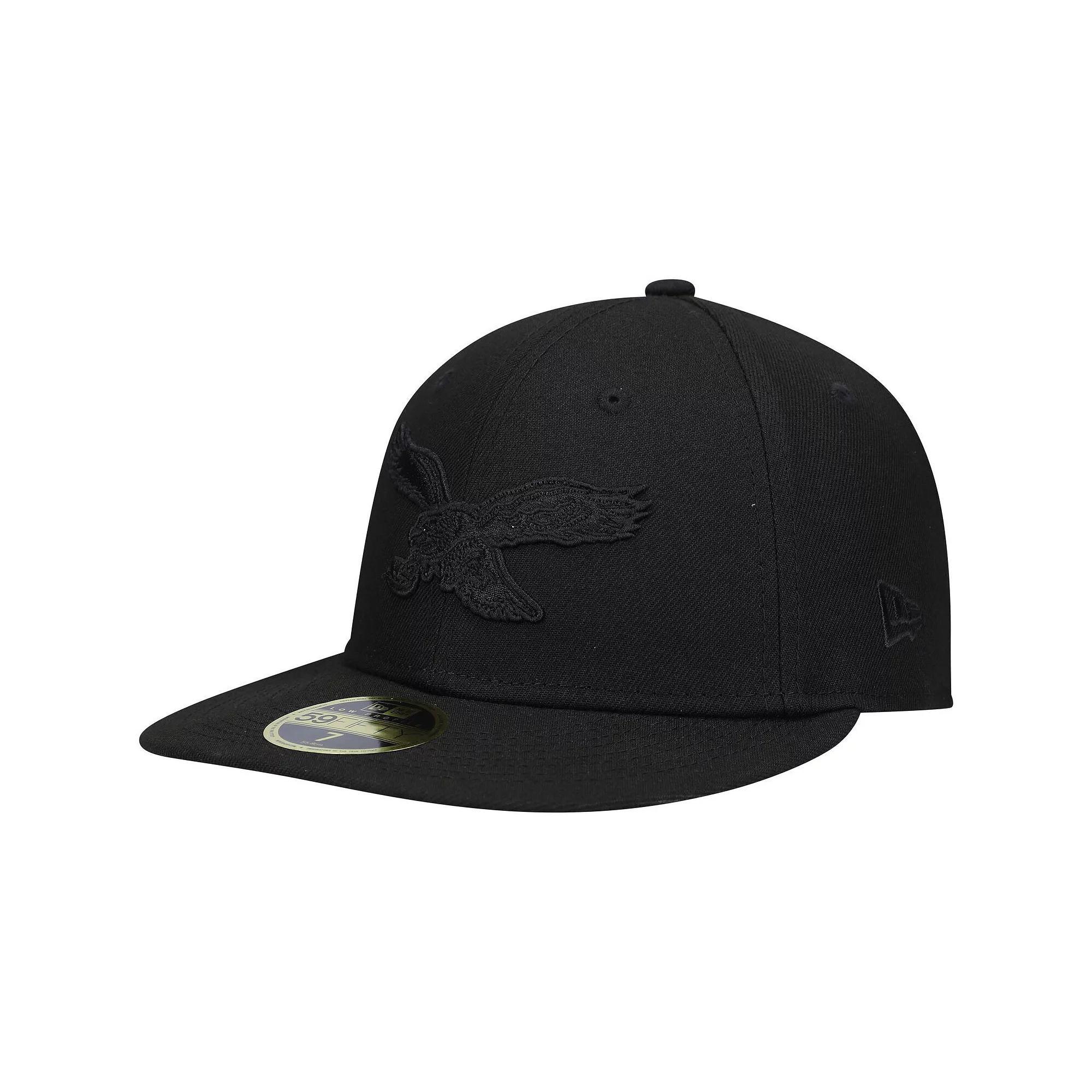 Men's New Era Black Philadelphia Eagles Historic Logo Black on Black Low Profile 59FIFTY II Fitted Hat, Size: 7 1/4 Product Image