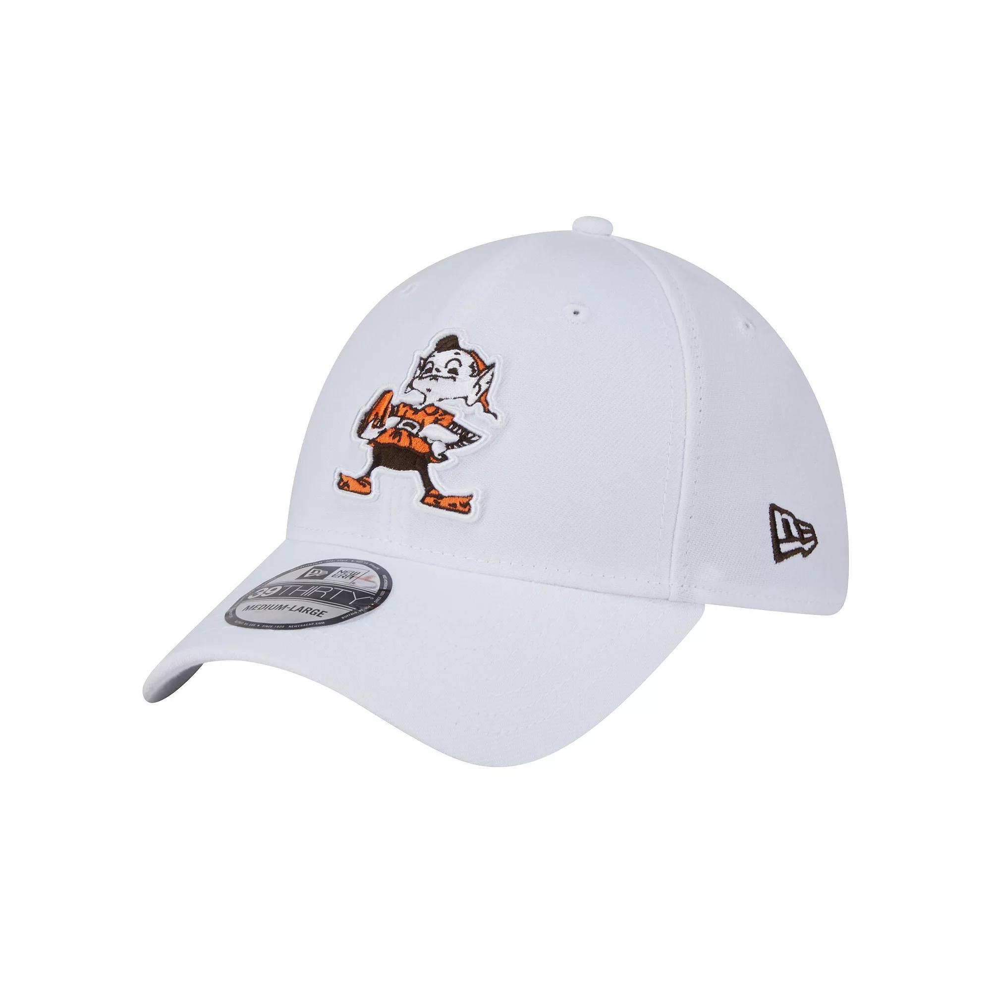 Men's New Era White Cleveland Browns Throwback 39THIRTY Flex Hat, Size: Medium/Large Product Image
