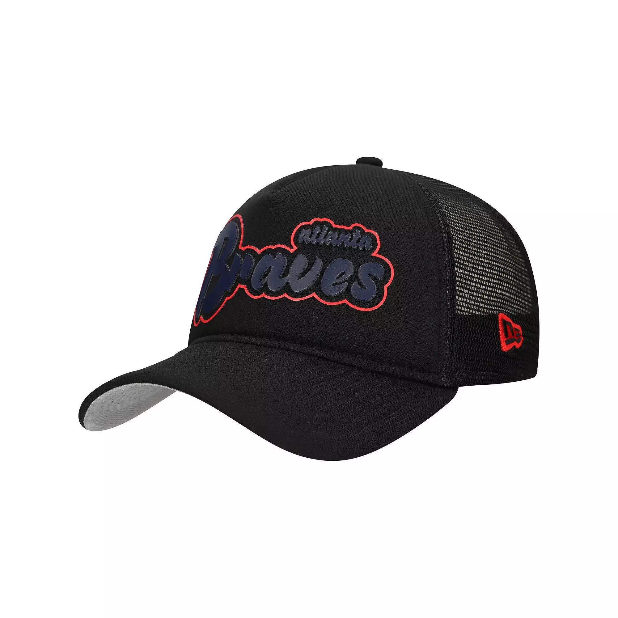 Mens New Era Atlanta Braves Retro Bold A-Frame Trucker 9FORTY Adjustable Hat Product Image