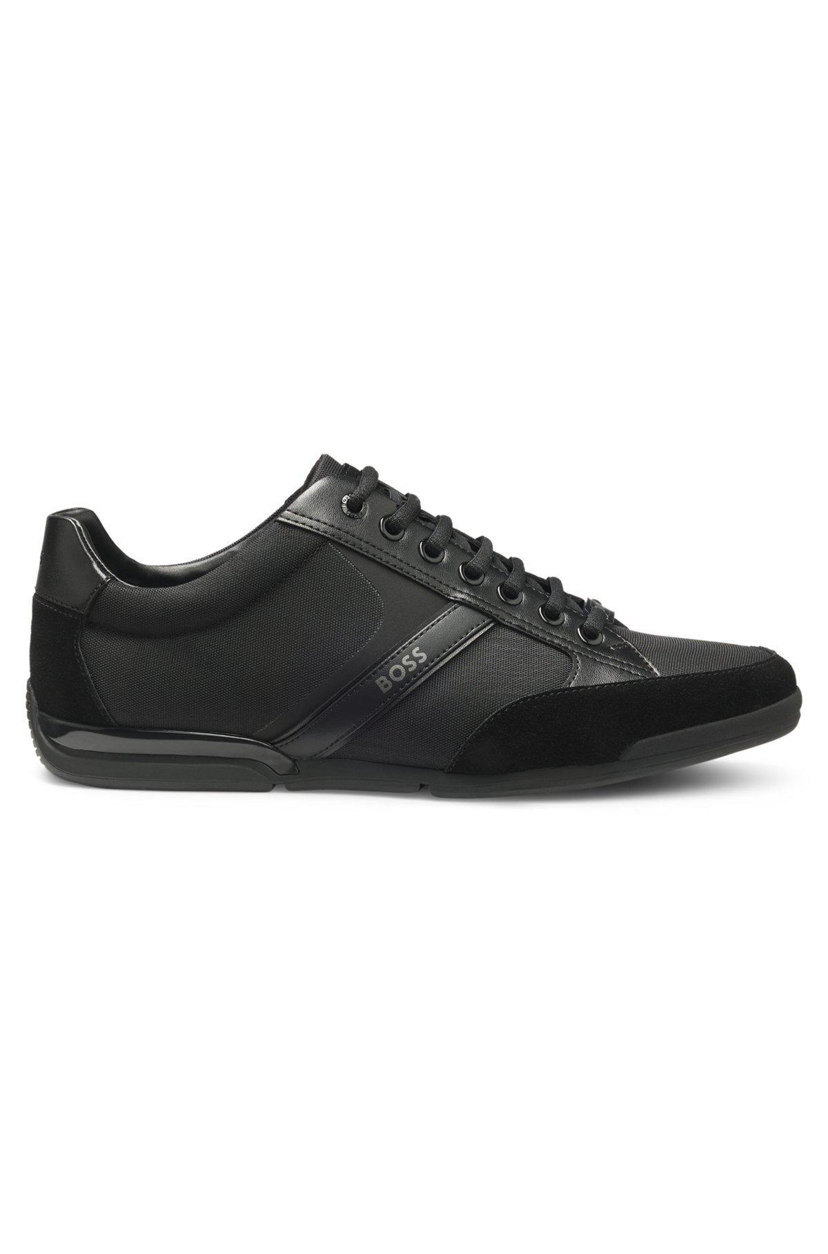 BOSS - Mixed-material trainers with suede and faux leather - Black Product Image