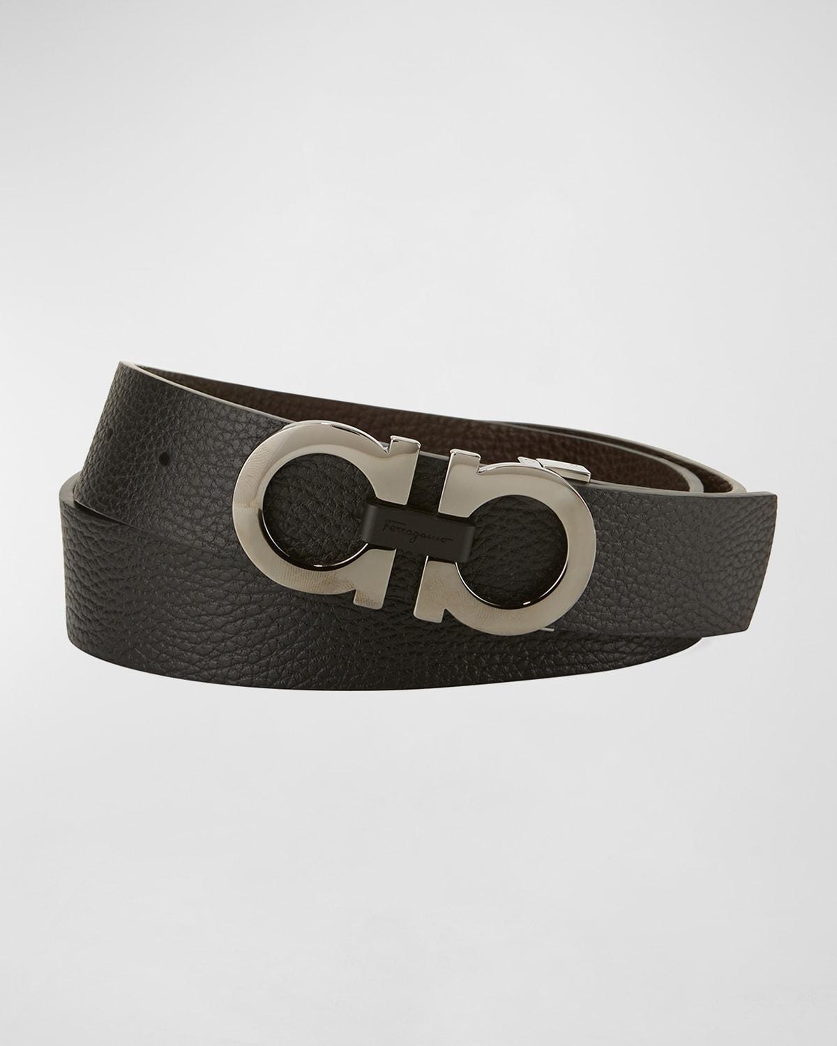 Mens Reversible Leather Double-Gancio Belt Product Image