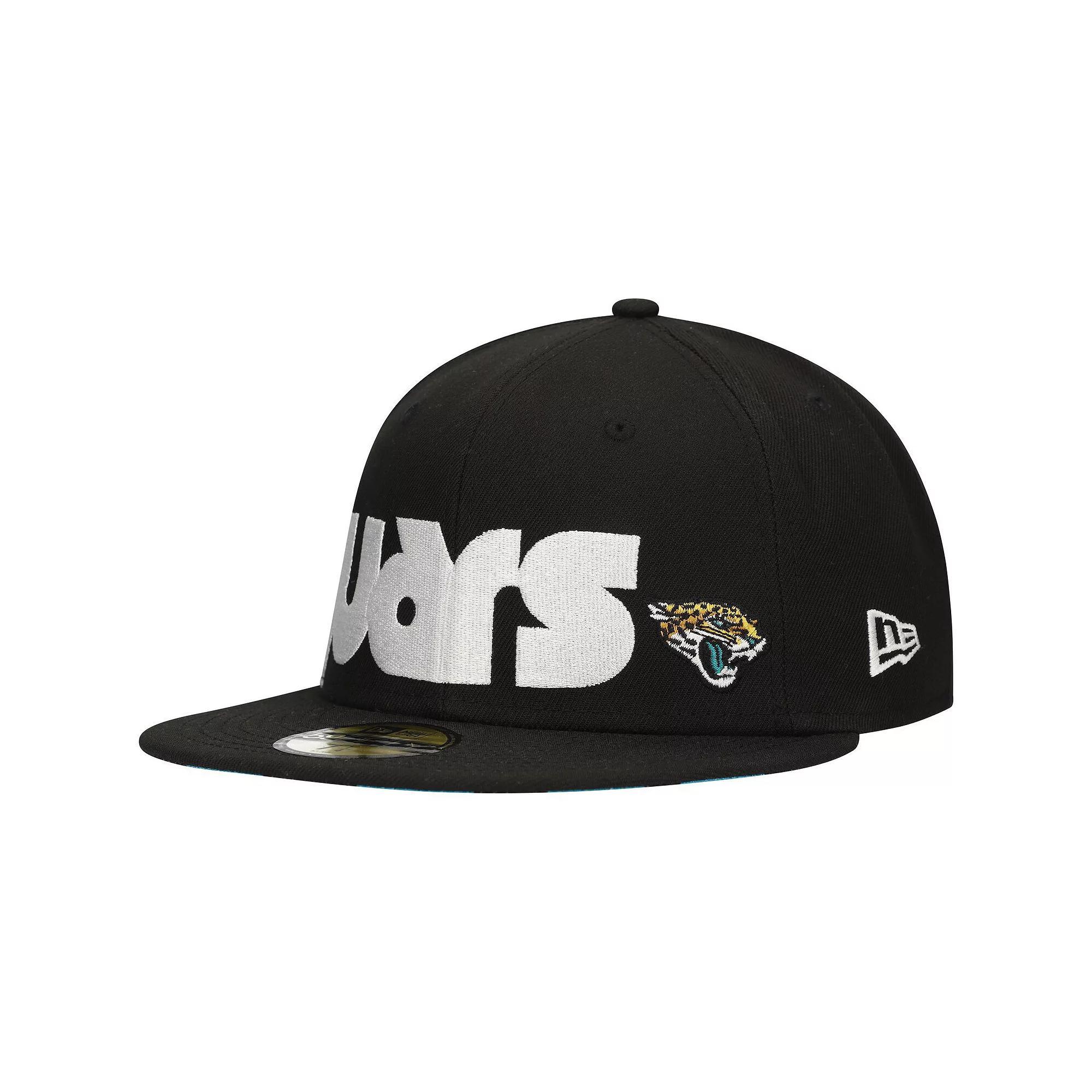 Men's New Era Black Jacksonville Jaguars Checkered Undervisor 59FIFTY Fitted Hat, Size: 7 1/2 Product Image