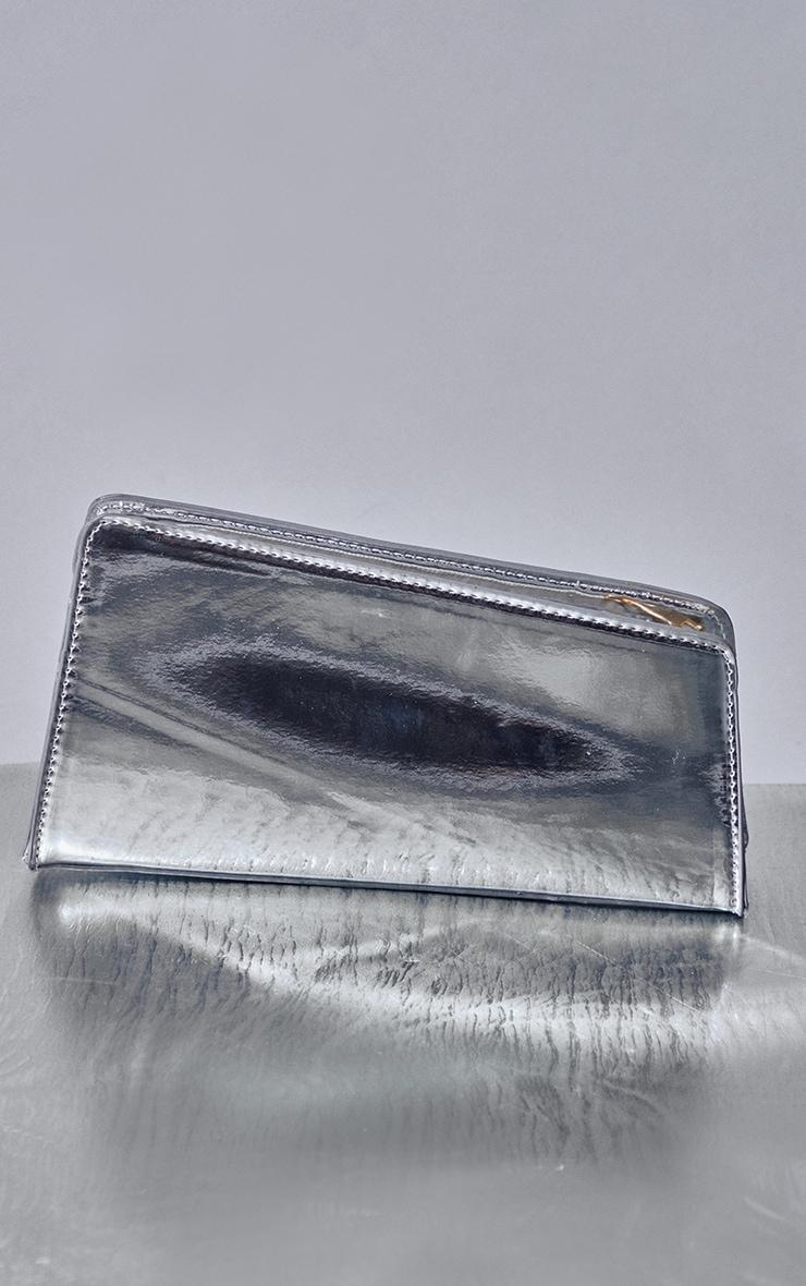 Silver Asymmetric Box Clutch Bag Product Image