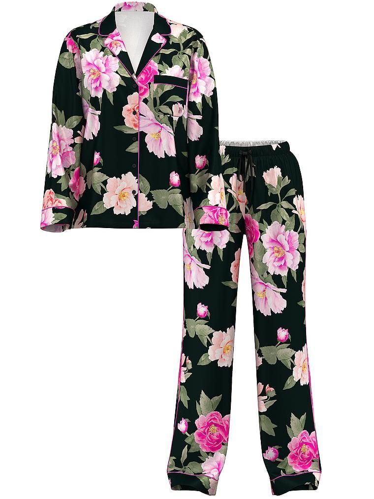 Glazed Satin Long Pajama Set Product Image