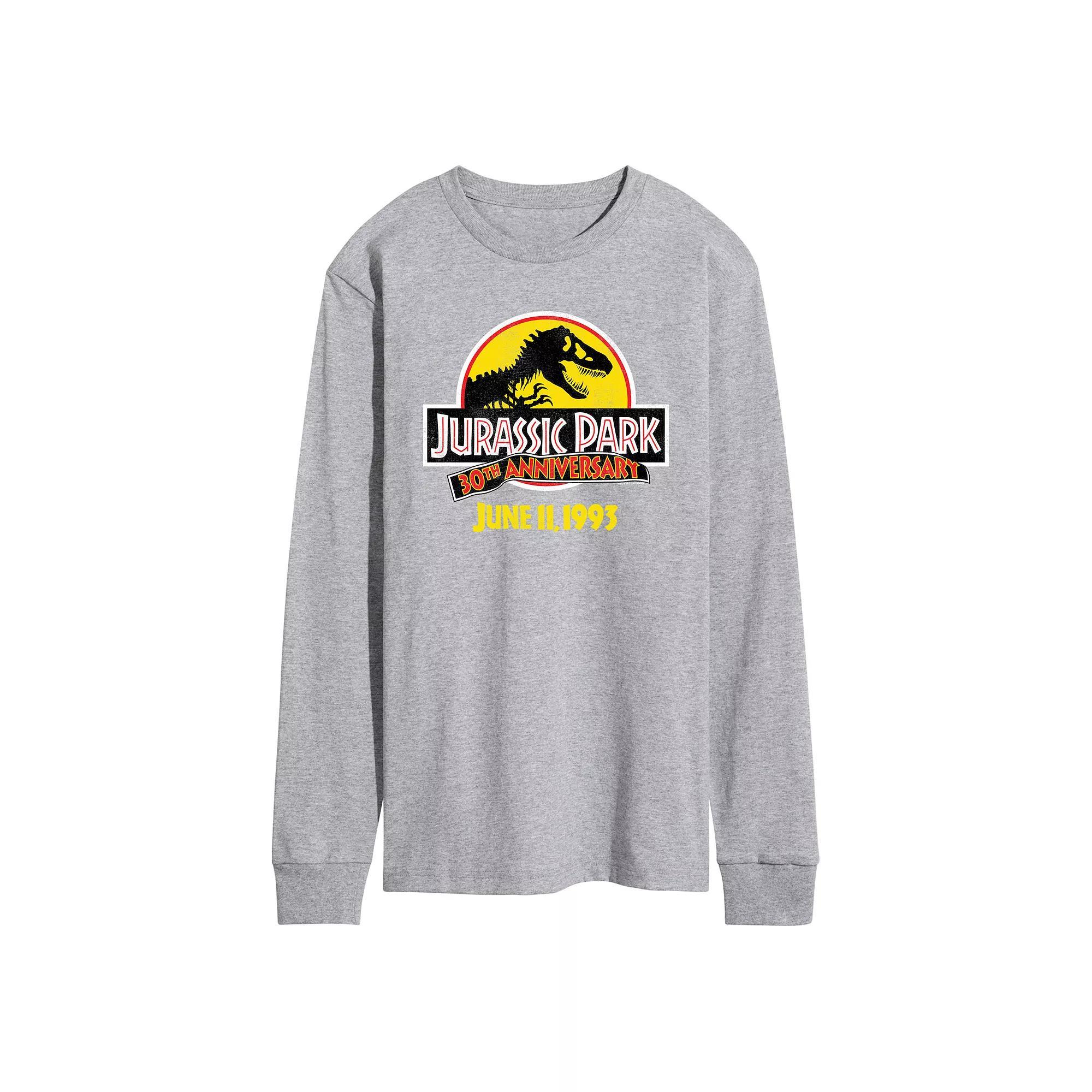 Mens Jurassic World Jurassic Park 30th Logo Long Sleeve Athletic Grey Product Image