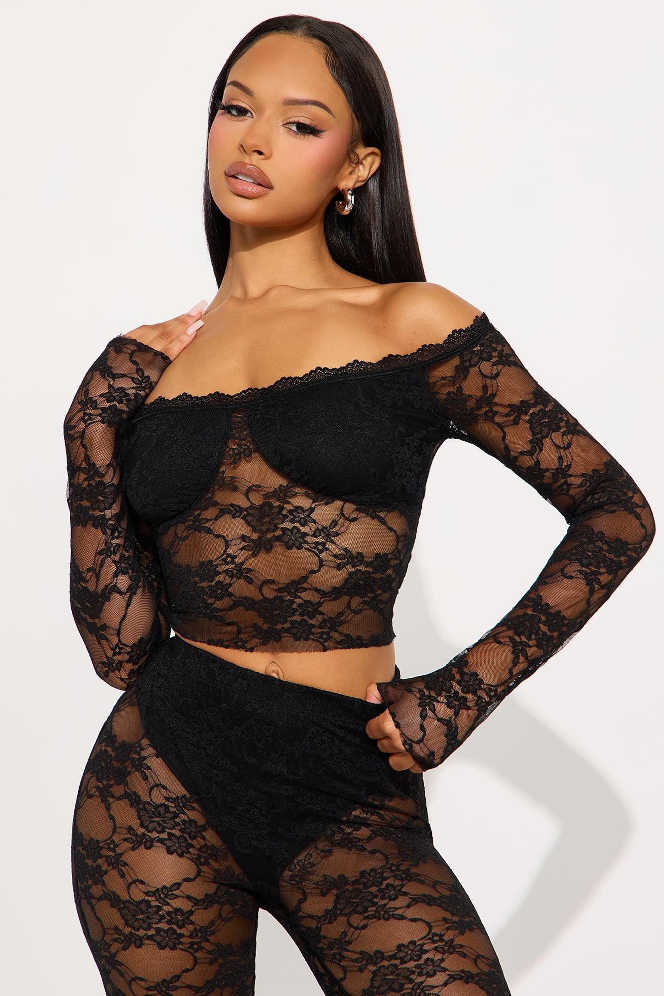Adryana Lace Pant Set - Black Product Image