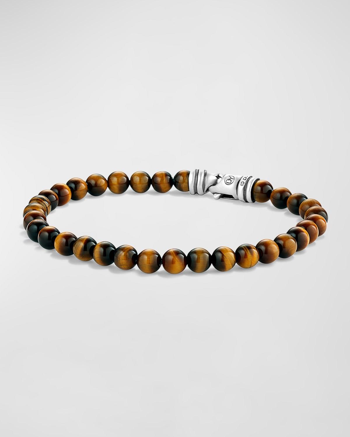 David Yurman Men's Spiritual Beads Bracelet in Sterling Silver with Tiger's Eye, 6mm in Tiger Eye at Nordstrom, Size 7.5 Product Image
