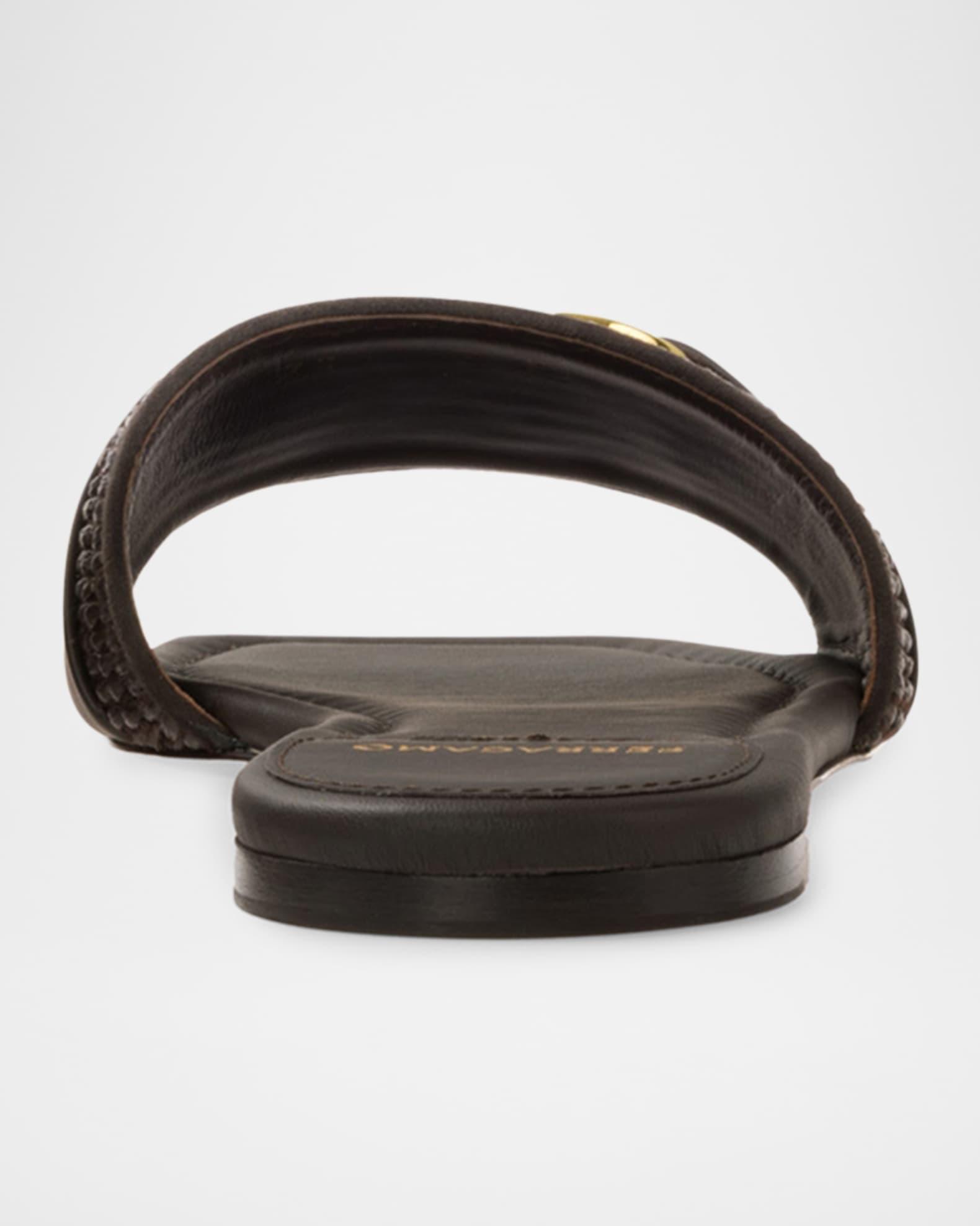 Leah Gancini Bit Raffia Slide Sandals Product Image