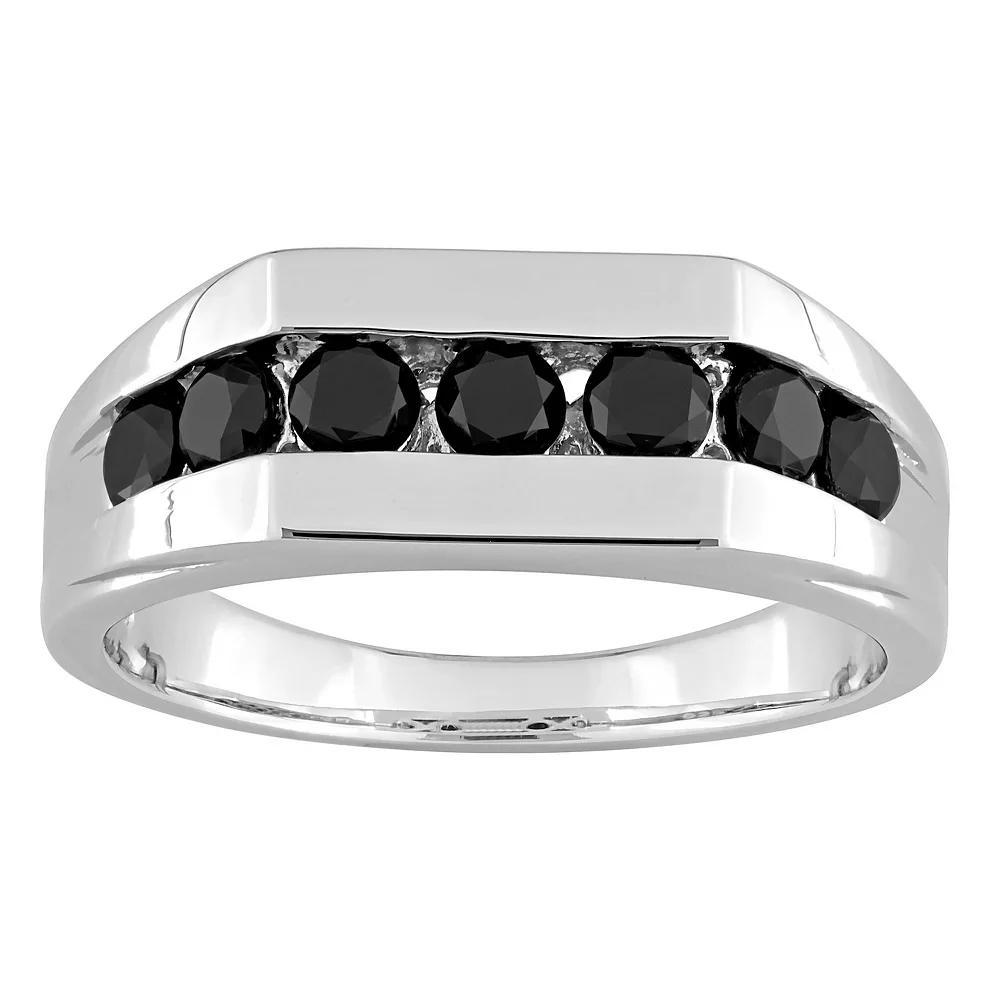 Stella Grace Mens Sterling Silver Black Diamond Accent Channel Set Ring Product Image