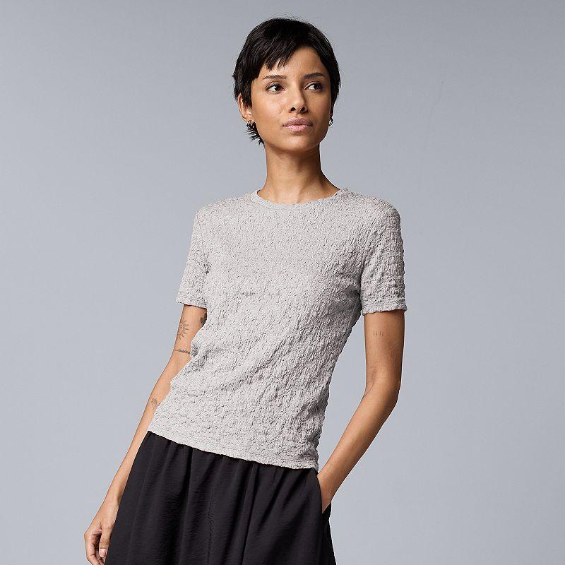 Women's Simply Vera Vera Wang Textured Tee, Size: Large, Vera Cerulean Blue Product Image