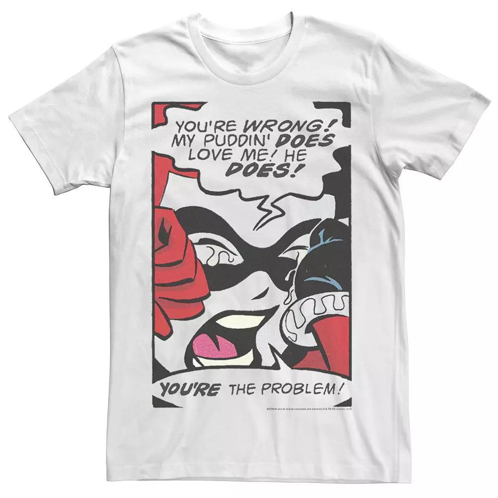 Men's Batman Harley Quinn Retro Comic Poster Tee, Size: Large, White Product Image