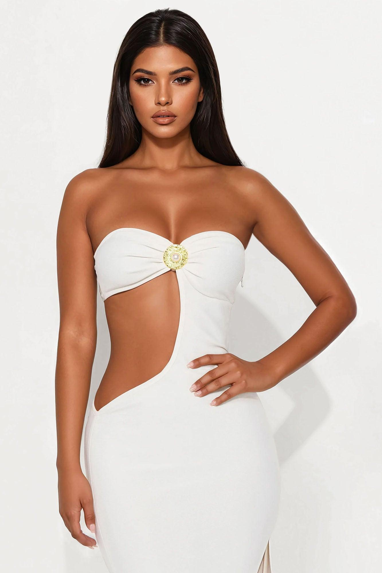 Nia Bandage Maxi Dress - White Product Image