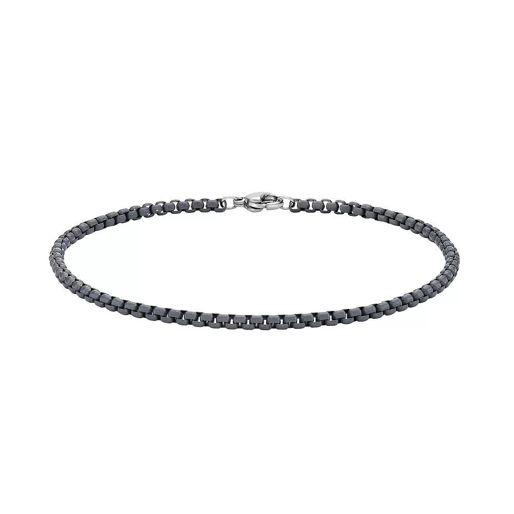 Men's LYNX Stainless Steel Gray Acrylic Chain Bracelet, Size: 9" Product Image