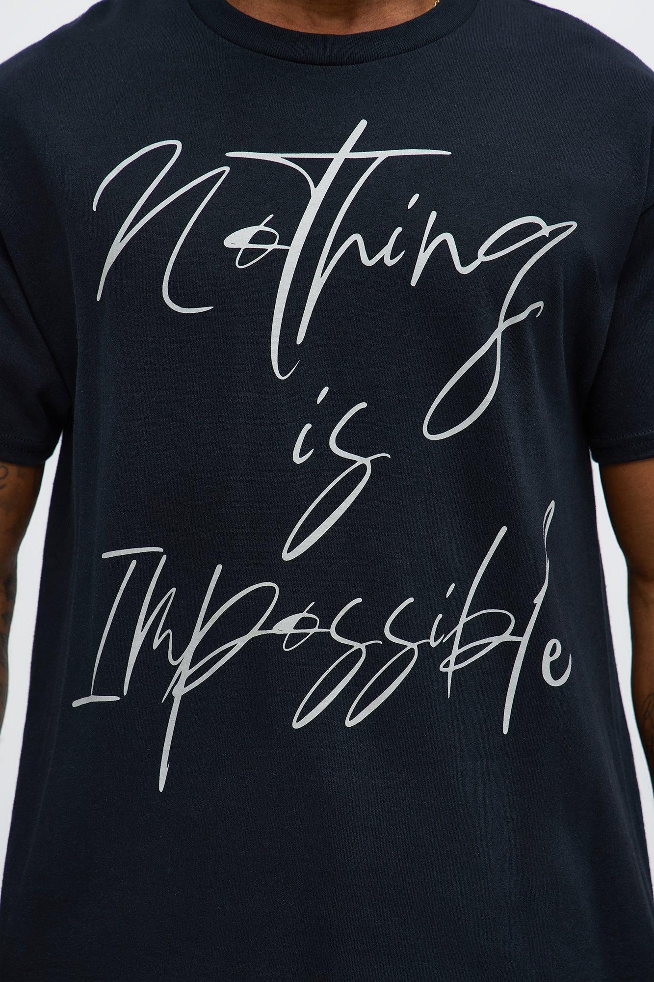 Nothing Is Impossible Oversized Short Sleeve Tee - Black Product Image