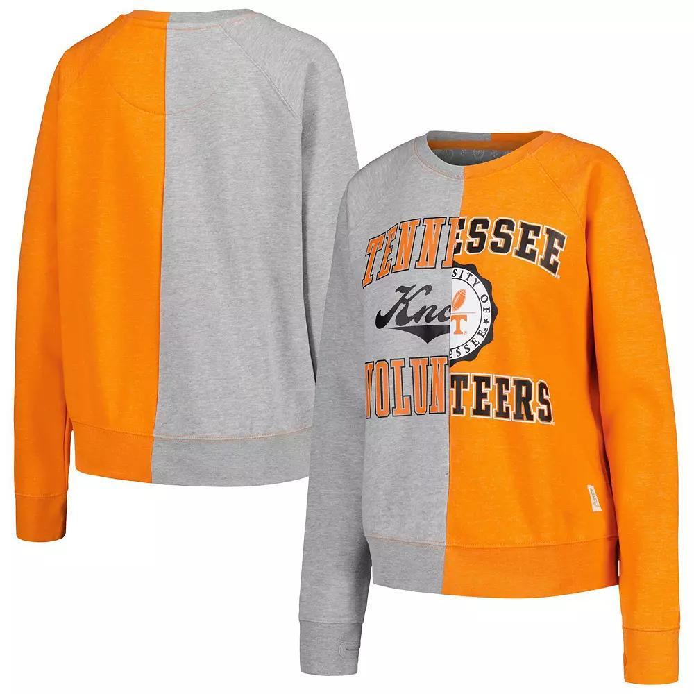Women's Pressbox  Heather Gray Tennessee Volunteers Half and Half Raglan Pullover Sweatshirt, Size: Large, Grey Product Image