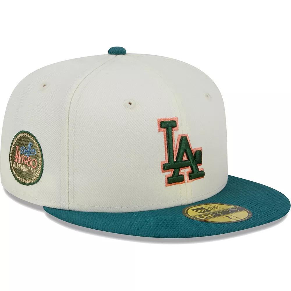 Men's New Era Cream Los Angeles Dodgers Chrome Evergreen 59FIFTY Fitted Hat, Size: 7 5/8, Beige Product Image