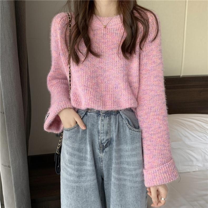 Crew Neck Plain Sweater Product Image