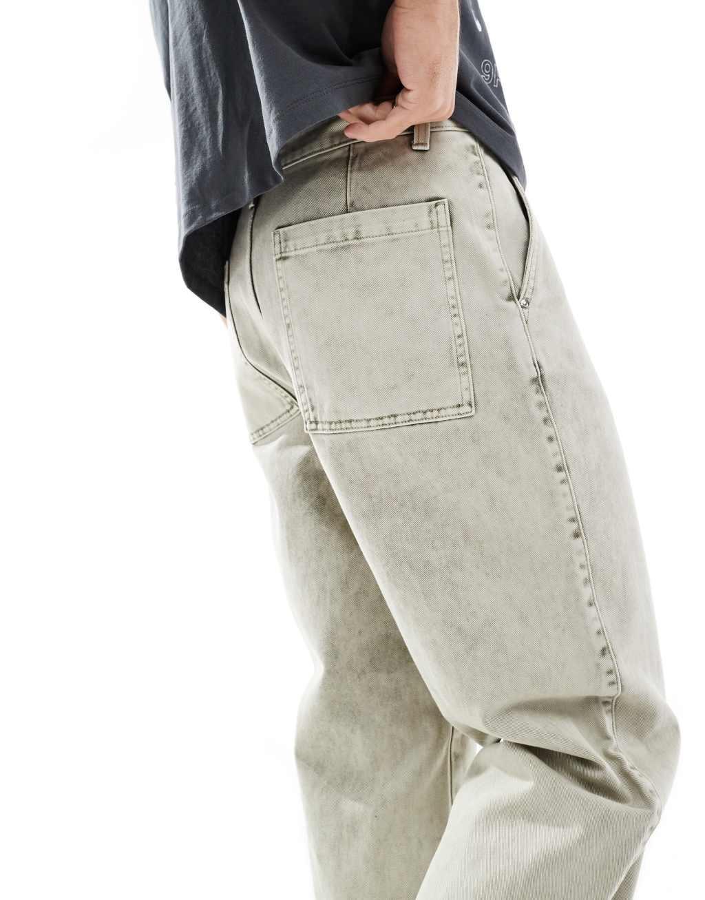 ASOS DESIGN straight leg pants in light gray wash Product Image