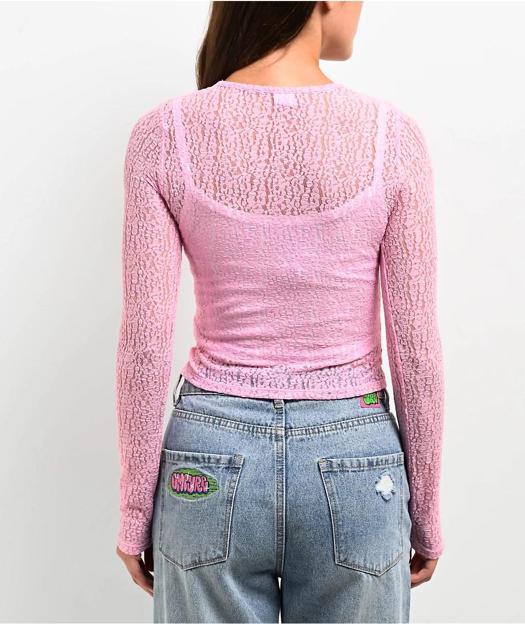 Zine Talia Pink Lace Top Product Image