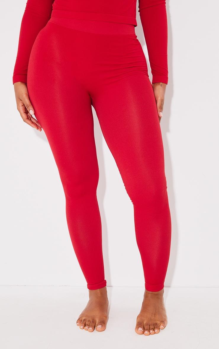 Shape Cherry Red Stretch Seamless High Waisted Leggings Product Image