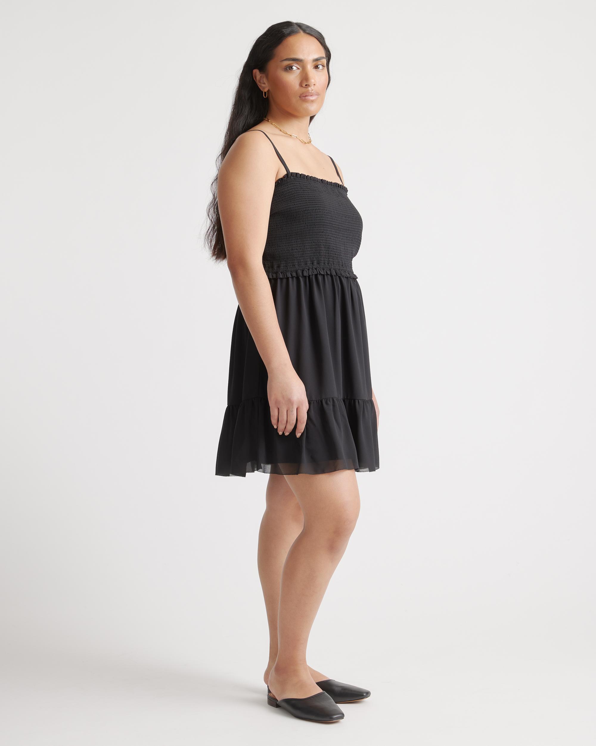 Quince | Women's Chiffon Smocked Sleeveless Mini Dress Recycled Polyester Product Image