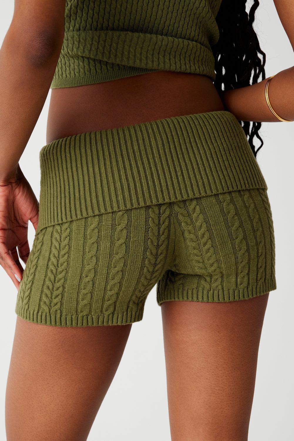 Nolan Cable Cloud Knit Mini Short - Jade Green Product Image