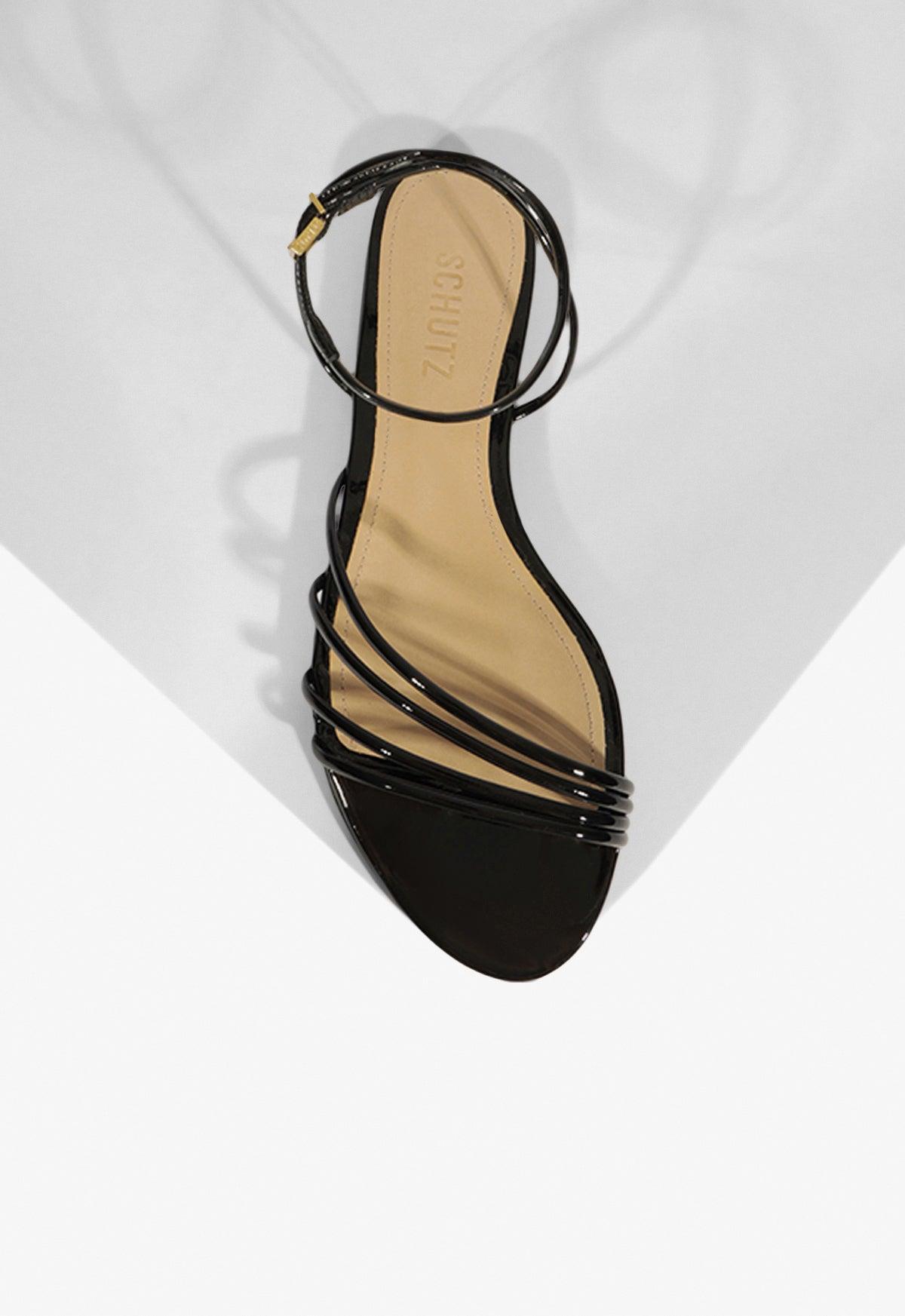 Inez Black Leather Flat Sandal Product Image