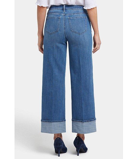 NYDJ Petite Size Teresa Wide Leg High Rise Cuffed Jeans Product Image