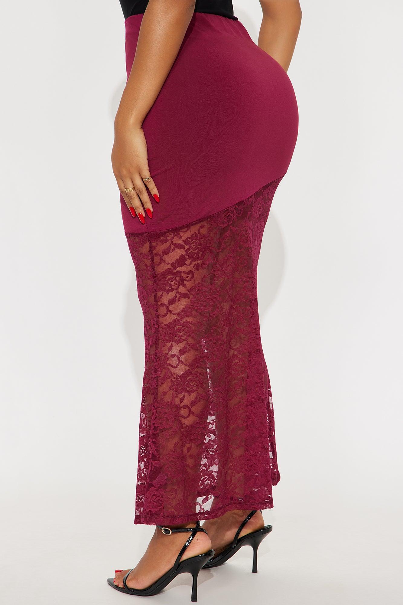 Violet Lace Hem Maxi Skirt - Wine Product Image
