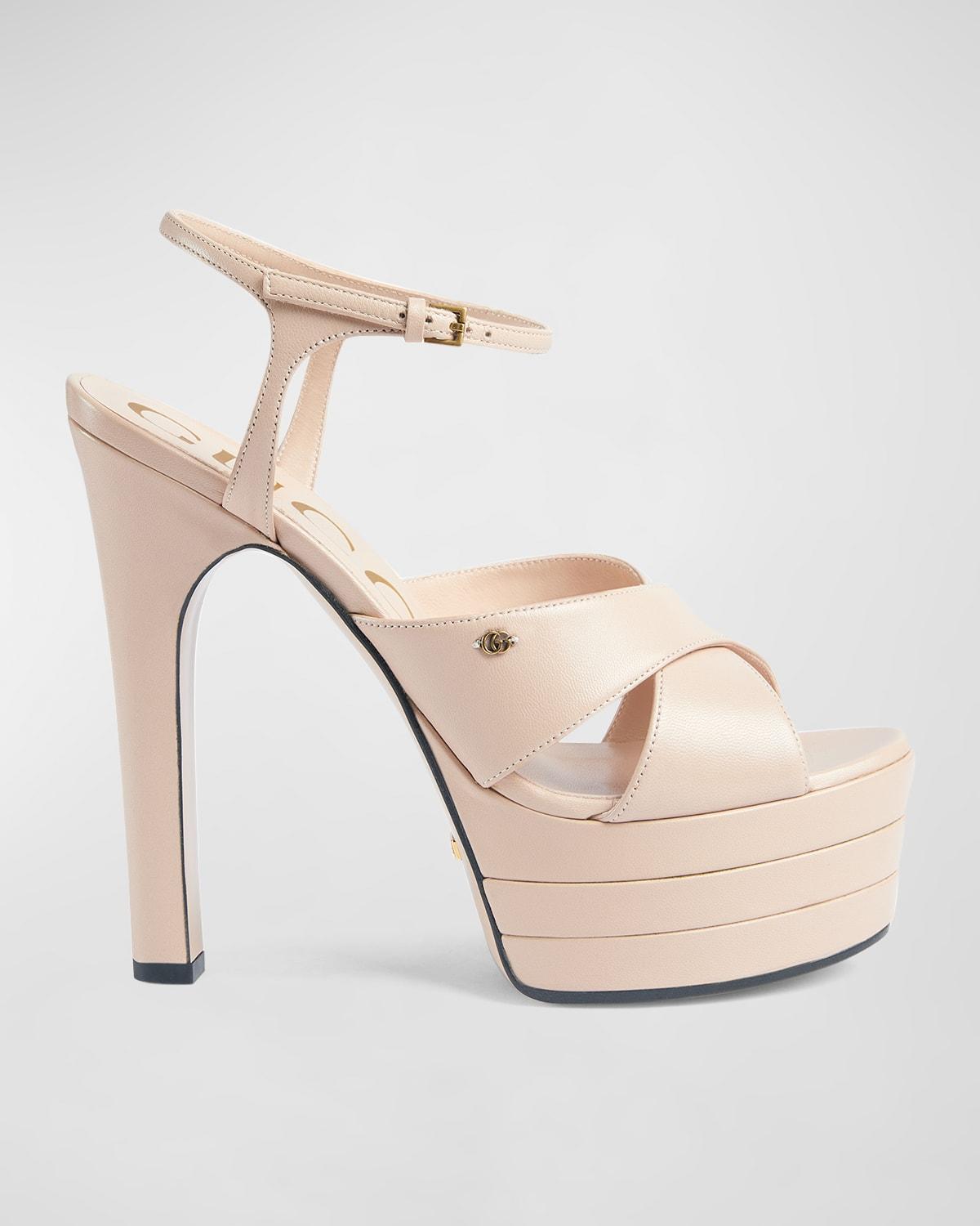 Calfskin Crisscross Stiletto Platform Sandals Product Image