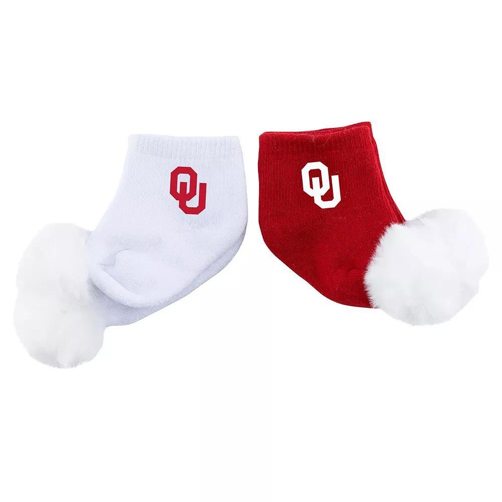 Infant ZooZatz Oklahoma Sooners Two-Pack Pom Socks, Men's, Red Product Image