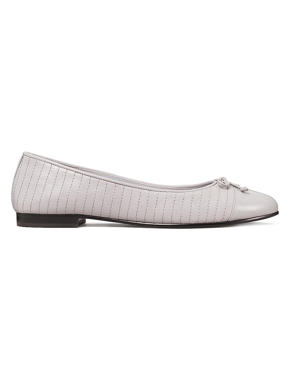 Quilted Bicolor Bow Ballerina Flats Product Image
