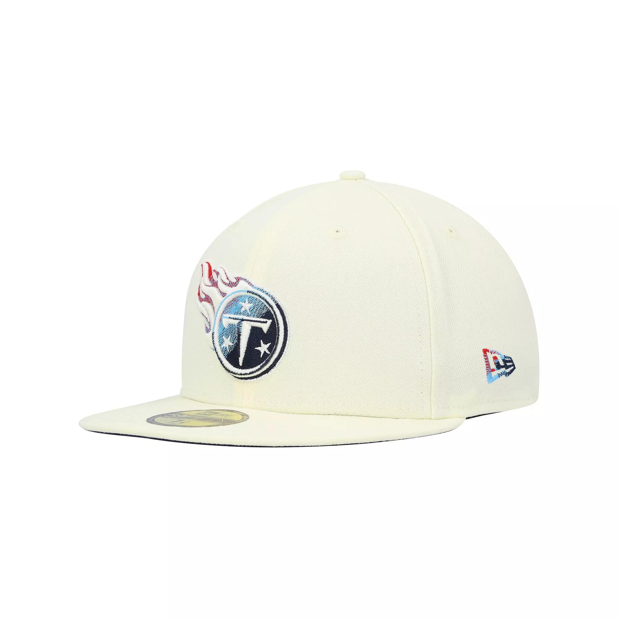 Men's New Era Cream Tennessee Titans Chrome Dim 59FIFTY Fitted Hat, Size: 7 1/2, Beige Product Image