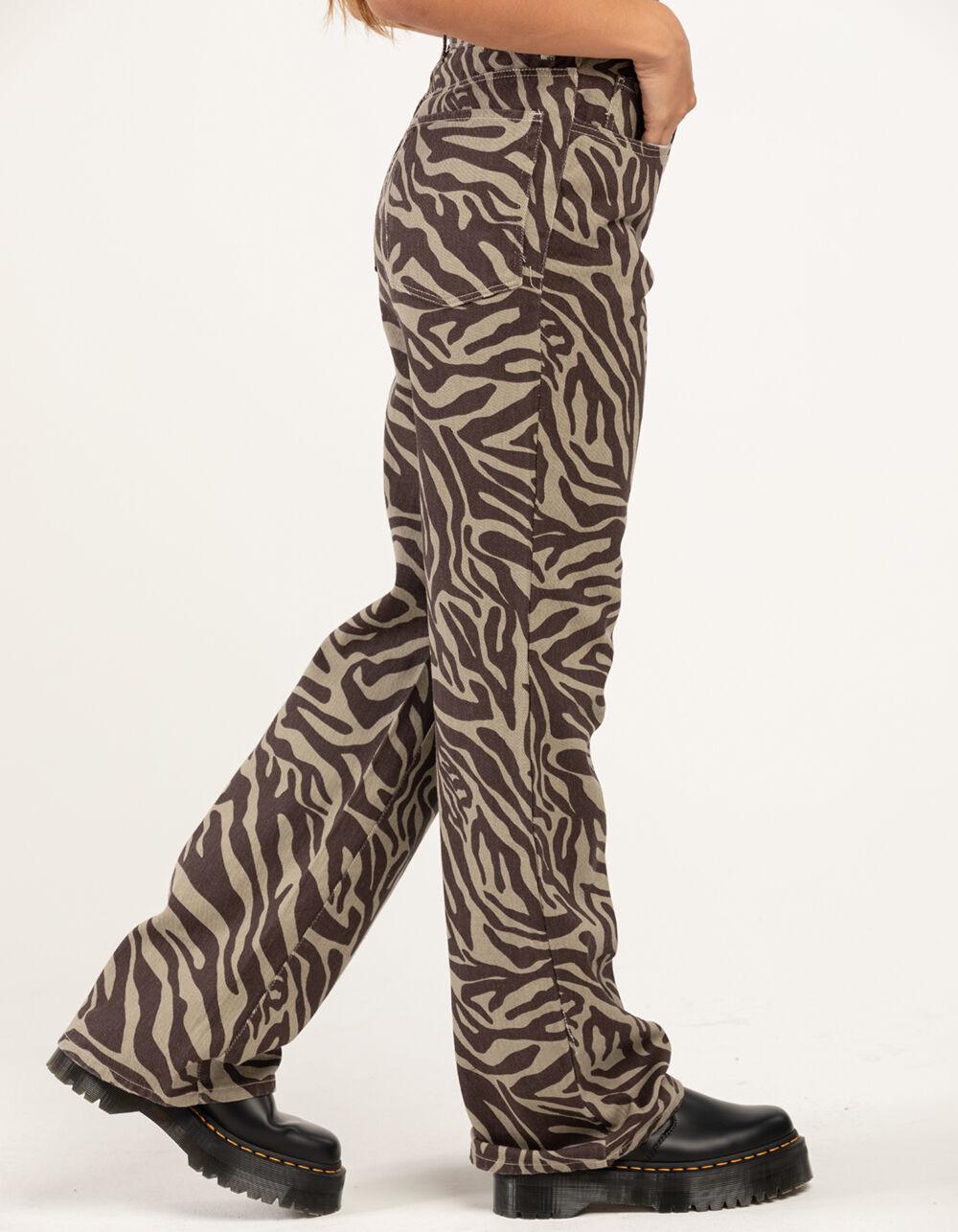 RSQ Womens High Rise Zebra Print Pants - GREEN COMBO Product Image