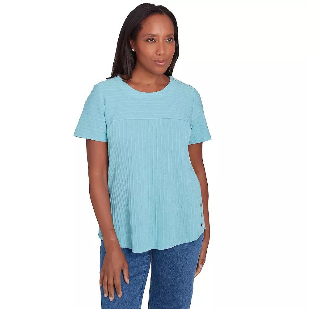 Women's Alfred Dunner Solid Textured Short Sleeve Tee, Size: Large, Peony Product Image