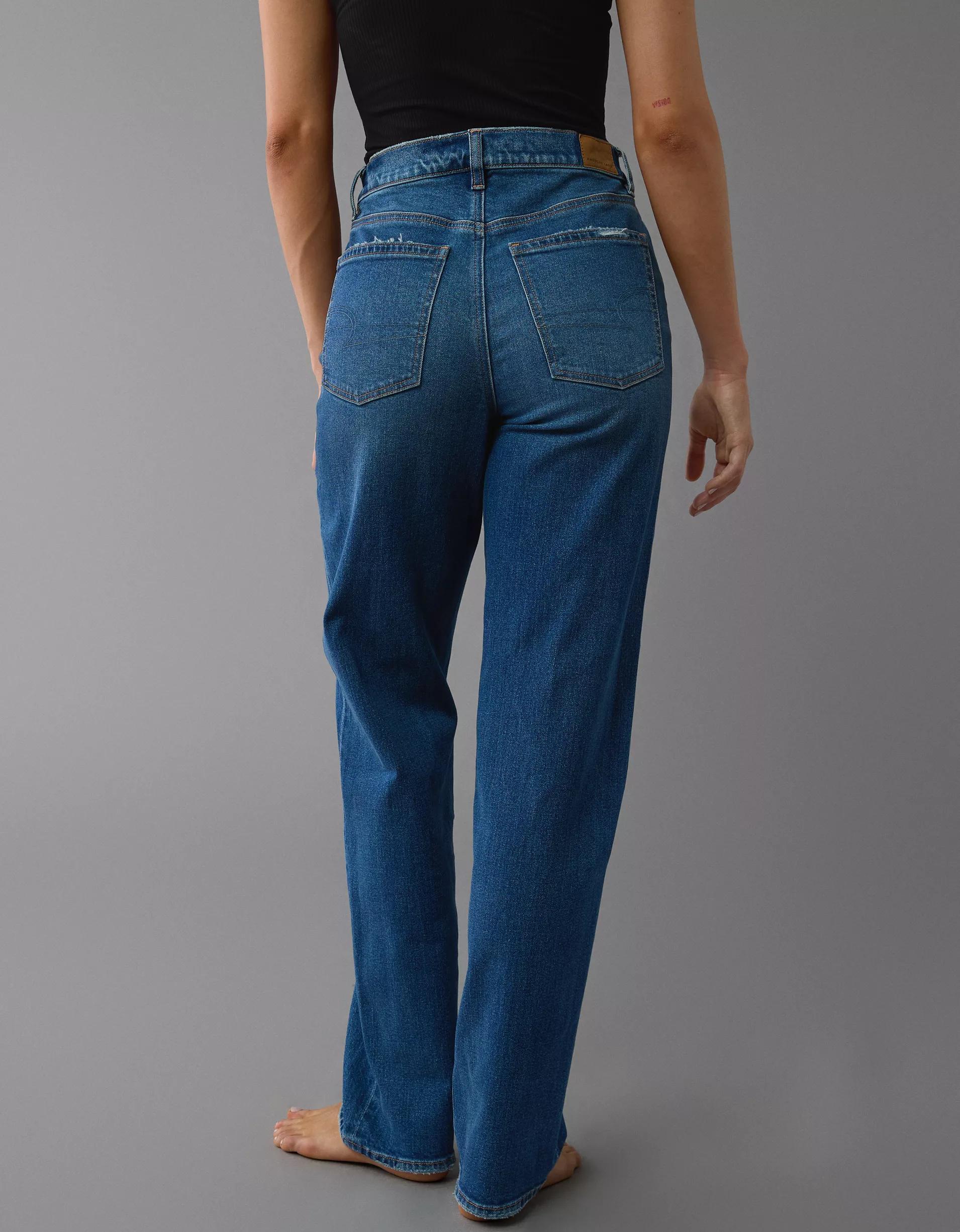 AE Strigid Super High-Waisted Baggy Straight Jean Product Image