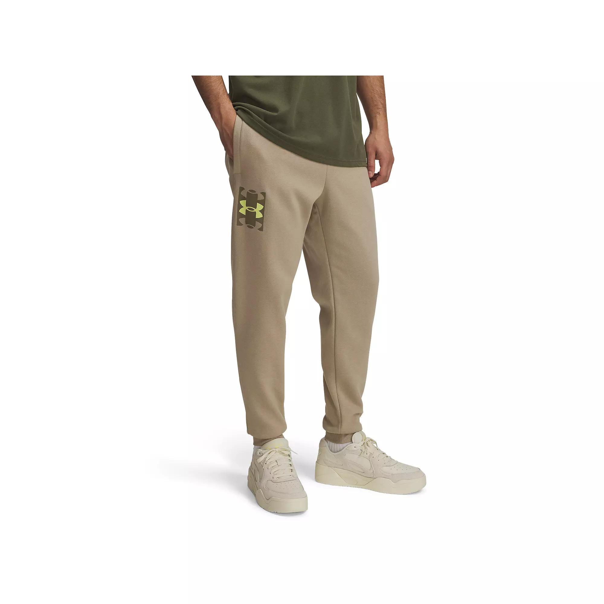 Mens Under Armour Rival Fleece Logo Joggers City Green Product Image