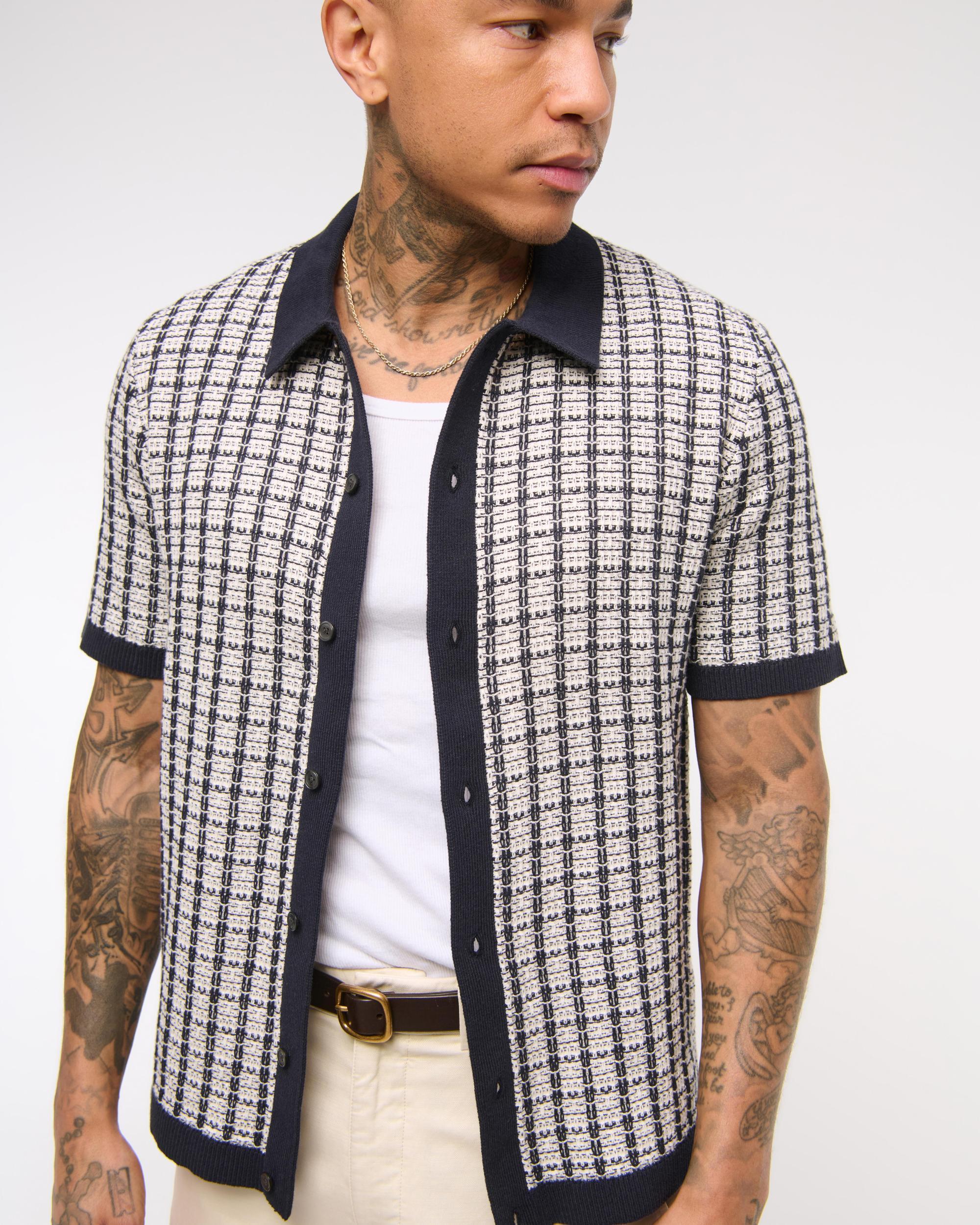 Contrasted Stitch Button-Through Sweater Polo Product Image