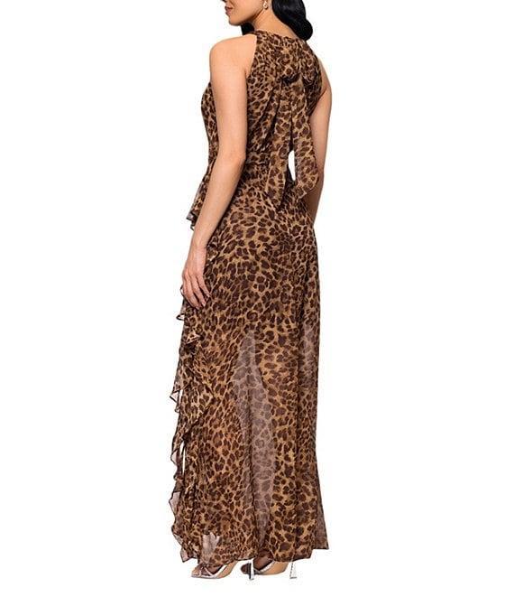 Betsy & Adam Halter Neck Leopard Print Maxi Dress Product Image